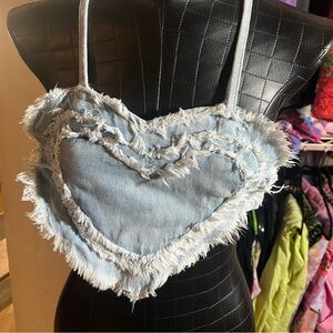 NWT denim heart top